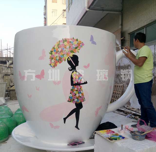 玻璃鋼創(chuàng)意咖啡杯雕塑
