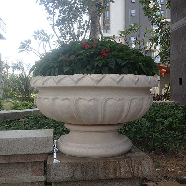 玻璃鋼小區(qū)花園歐式砂巖大花盆