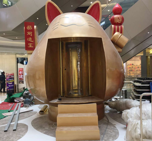 玻璃鋼招財(cái)貓圓雕雕塑
